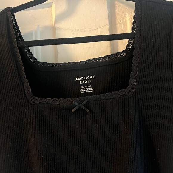American Eagle Outfitters Tops - American Eagle Black Ribbed square neck bodysuit